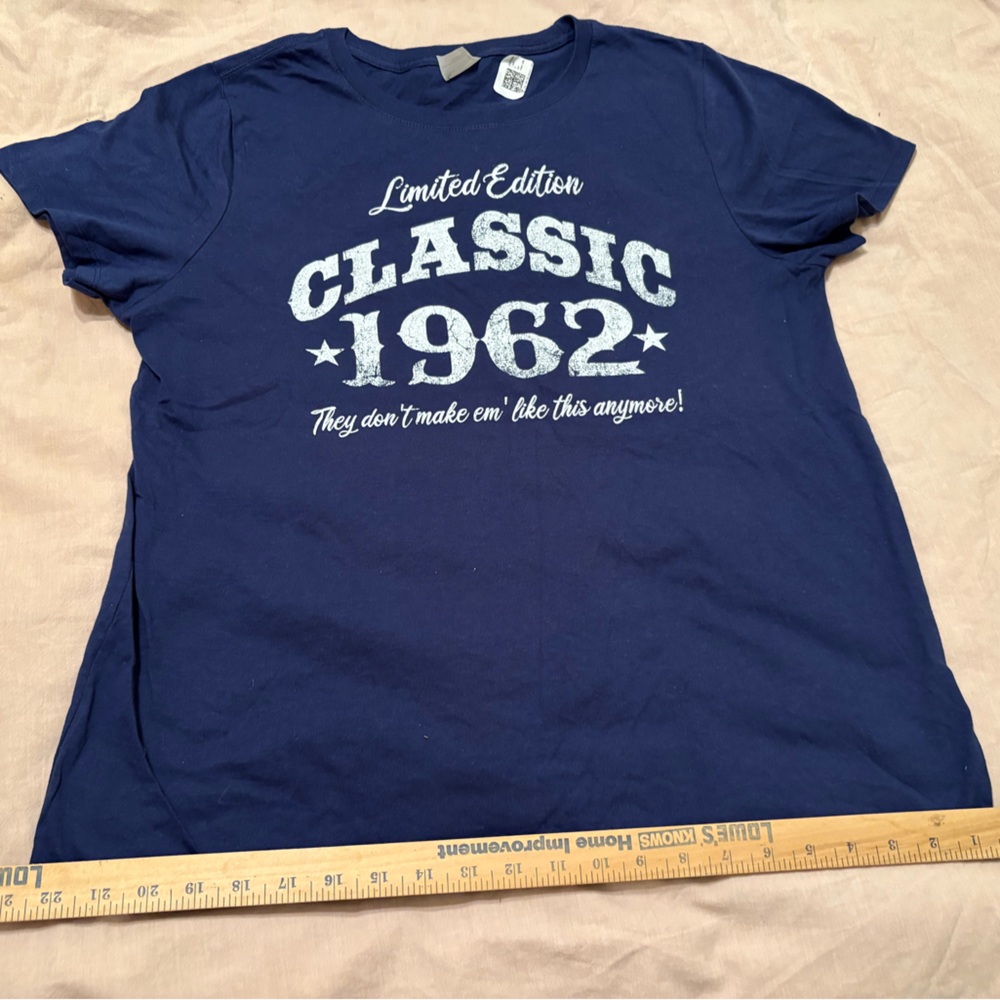 Woman’s Tee Shirt size L-NWT- Navy Blue
  “1962” Makes a Great Woman’s Gift Idea